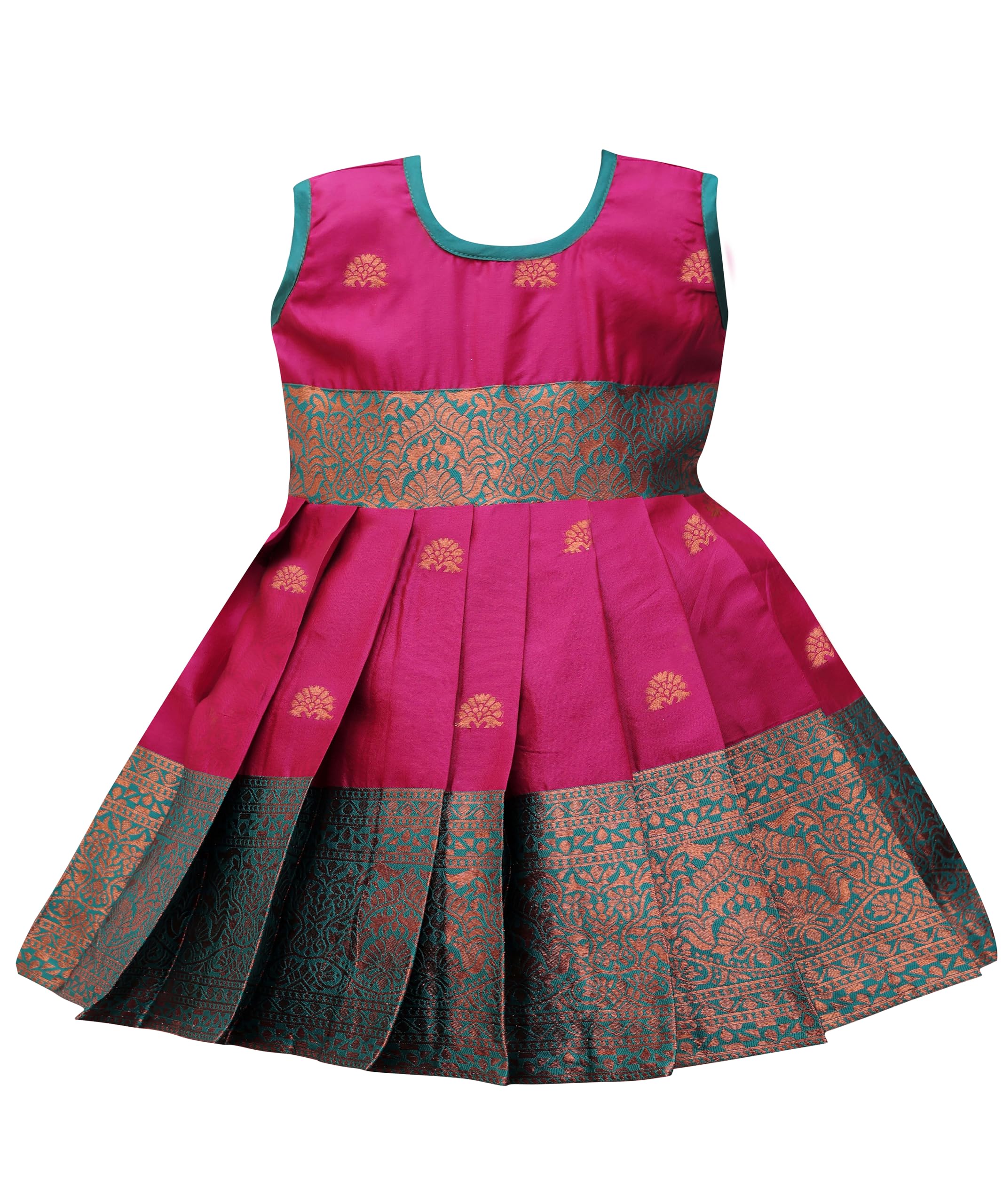 pw platypus world Baby Girls South Indian Traditional Pattu Pavadai Jacquard Silk Lehenga Choli-picture-49