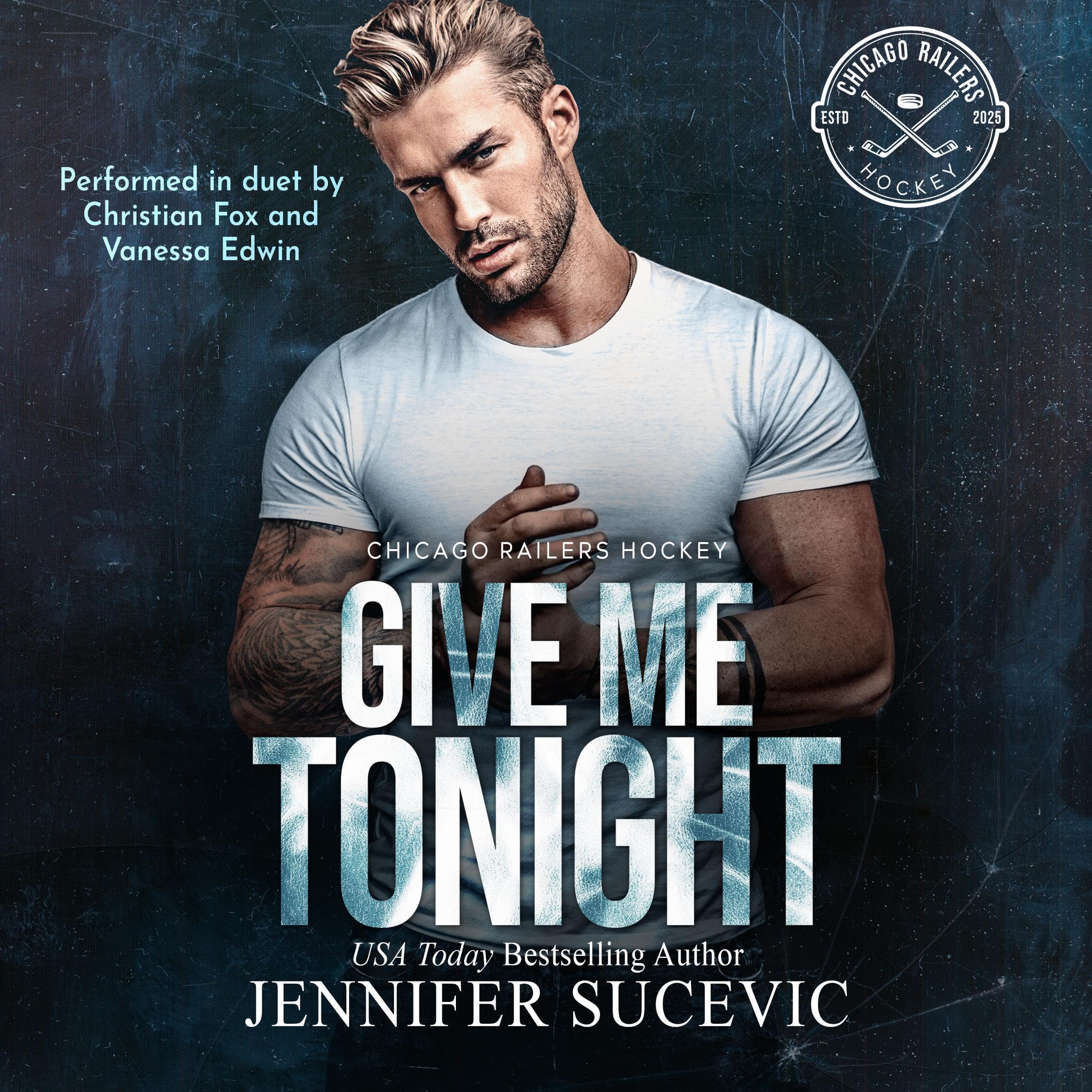 Cover art for Give Me Tonight: A Vegas Wedding, Enemies-to-Lovers, Forced Proximity Hockey Romance (Chicago Railers Hockey Book 6)