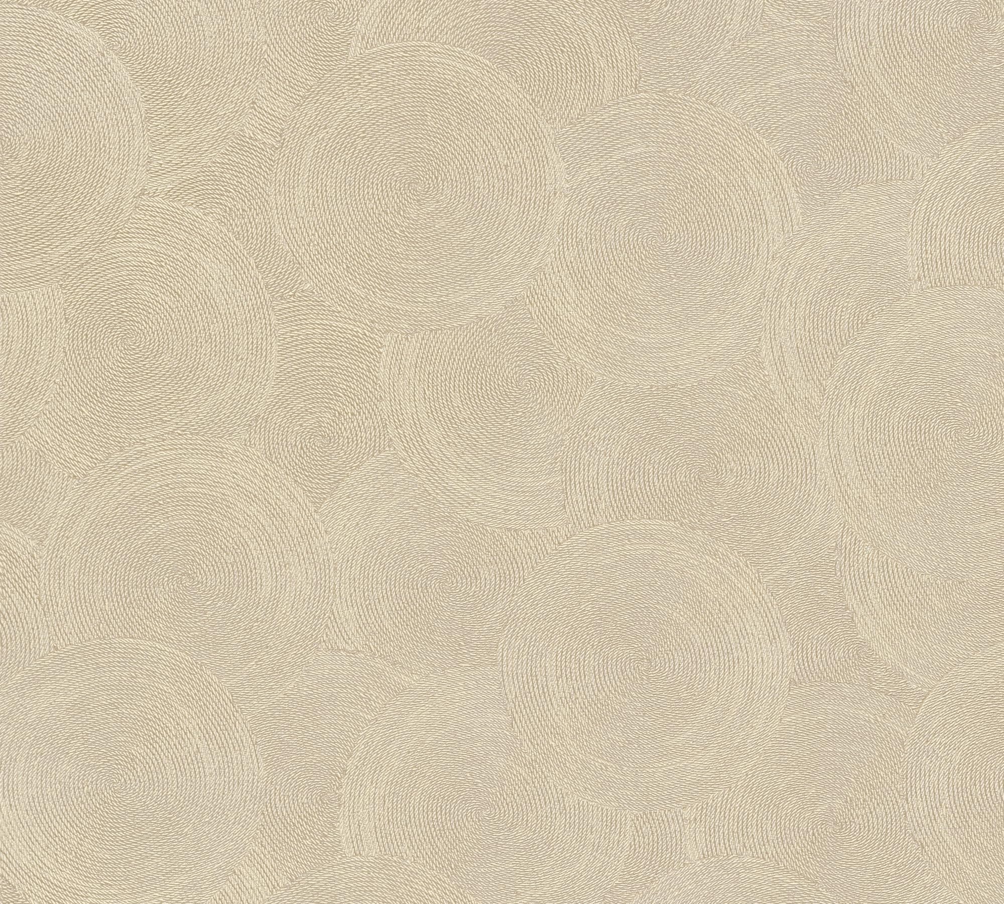Papel pintado de círculos para tapar imperfecciones de pared en beige y naranja