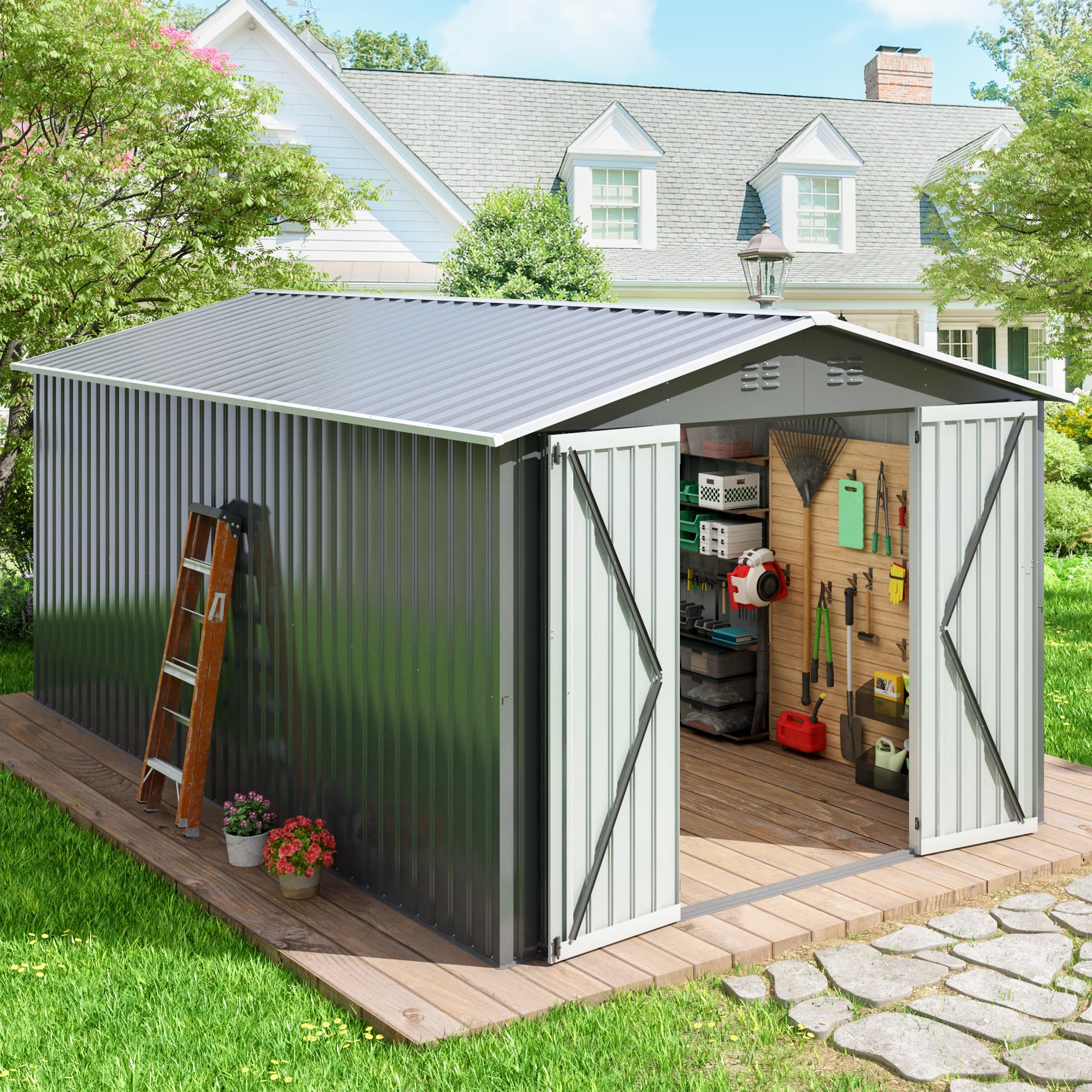 Amazon.com : JAXPETY 10x12 FT Outdoor Storage Shed, Garden Shed