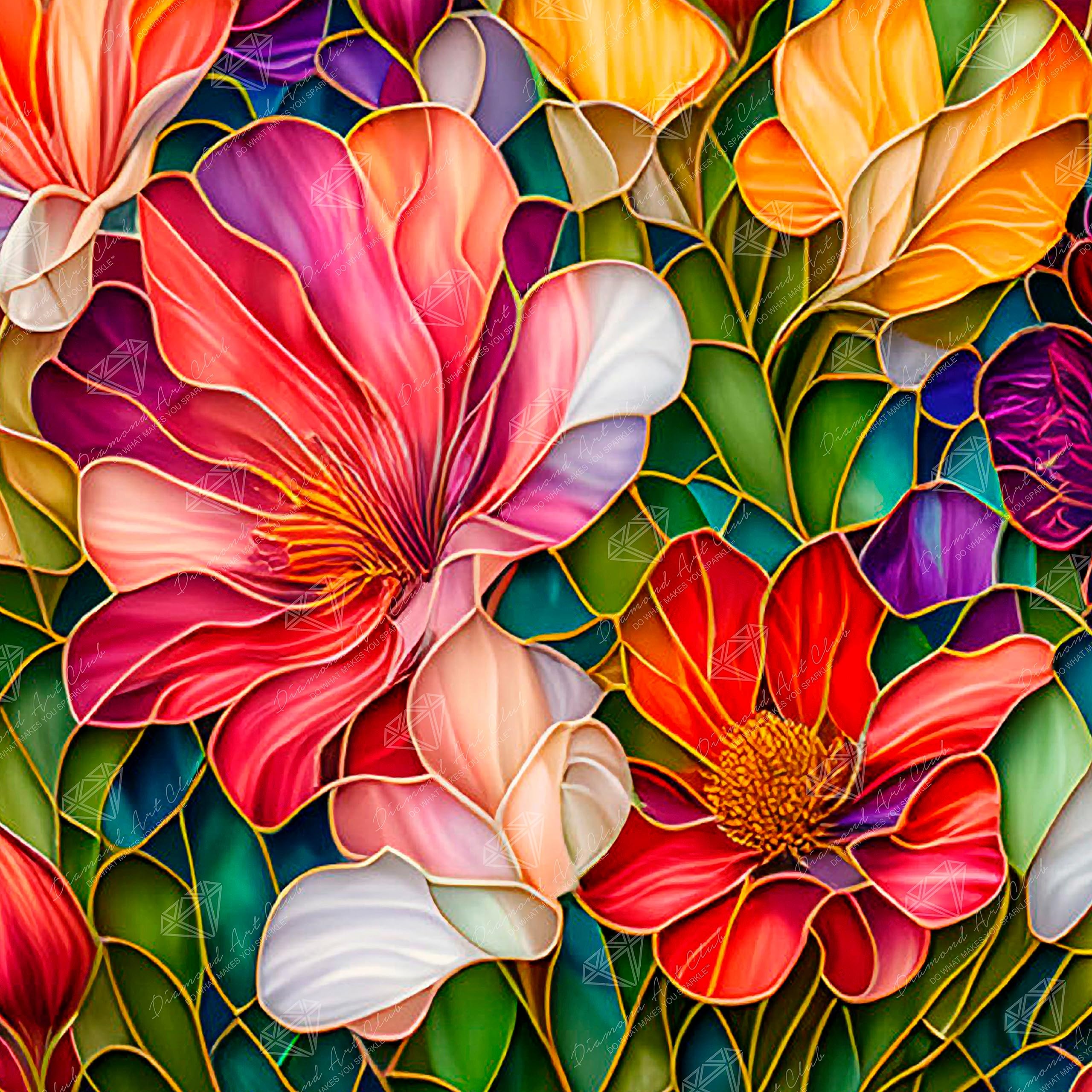 DIAMOND ART CLUB Stained Glass Flower Diamond Painting Kit