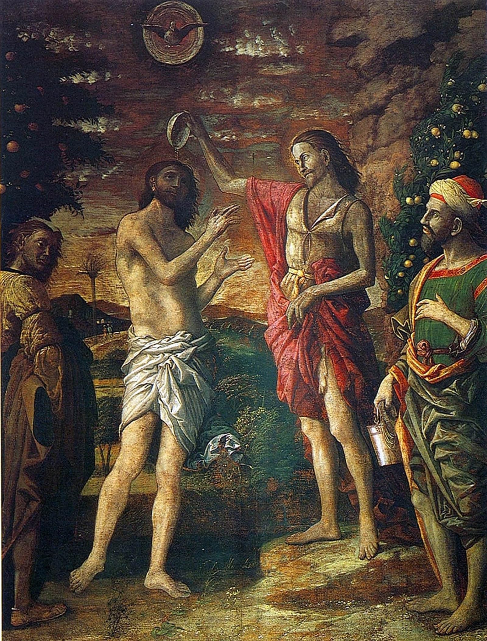POSTERIIk Vintage Art Print Images Pictures Print Baptism of Christ by Andrea Mantegna Modern Colour Posters for Office Home Decor 60x90cm