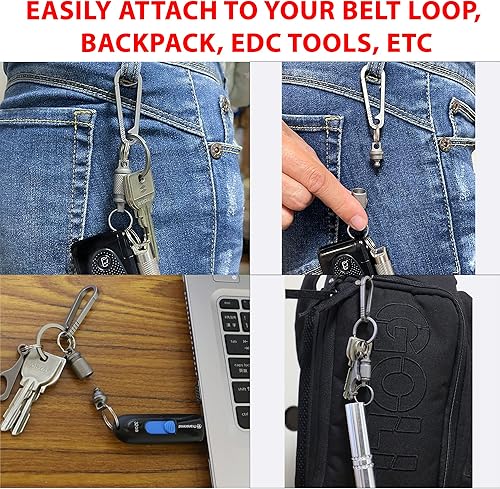Miniatura 3 de JVCOM Titanium Quick Release Keychain - 360 Rotation, Heavy Duty Key Clip, with Carabiner and Key Ring - for Men and Women.