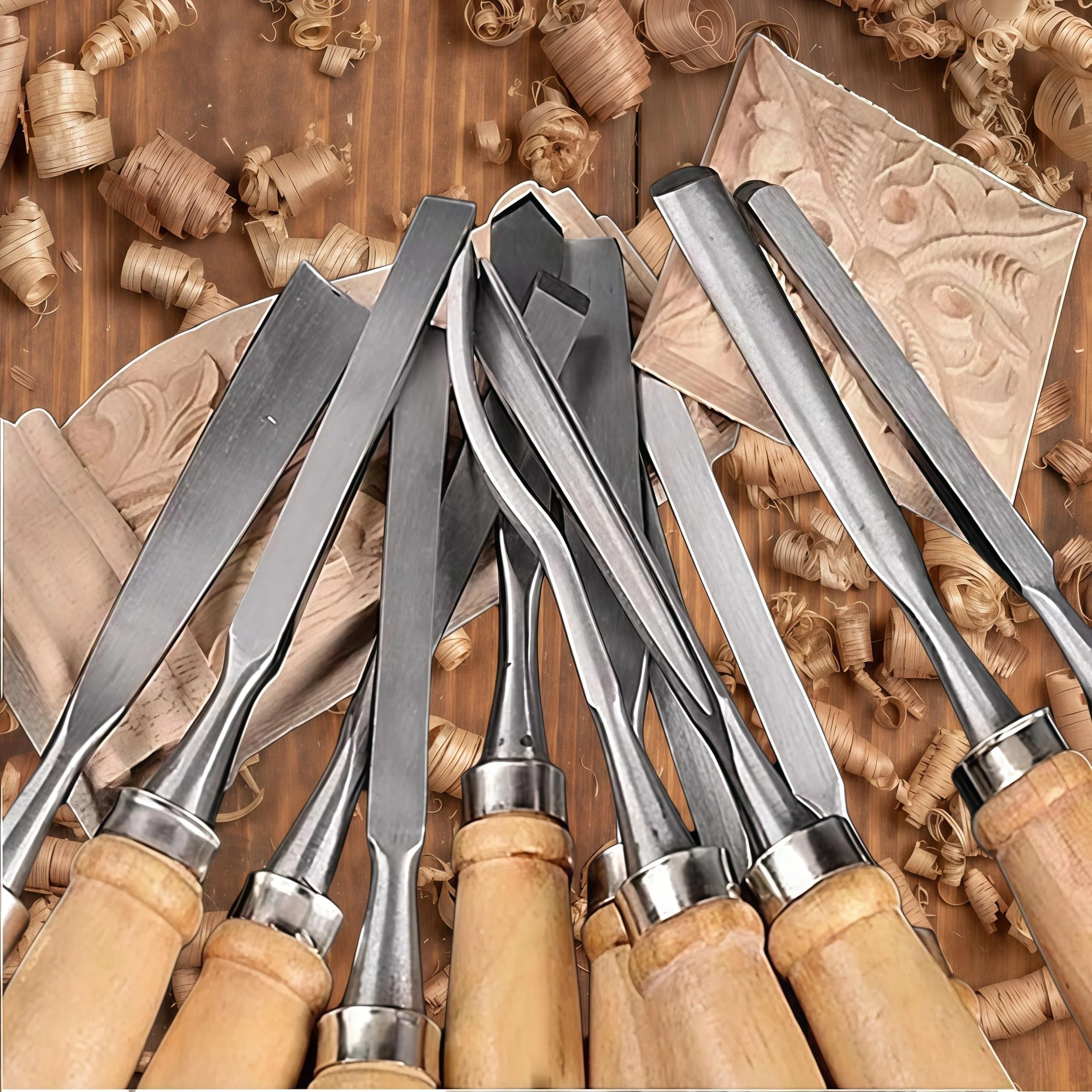 Kit utensili fai da te Set di scalpelli per intaglio in legno da 12 pezzi strumenti per la lavorazione del con custodia Kit sgorbia per coltelli a grandezza naturale