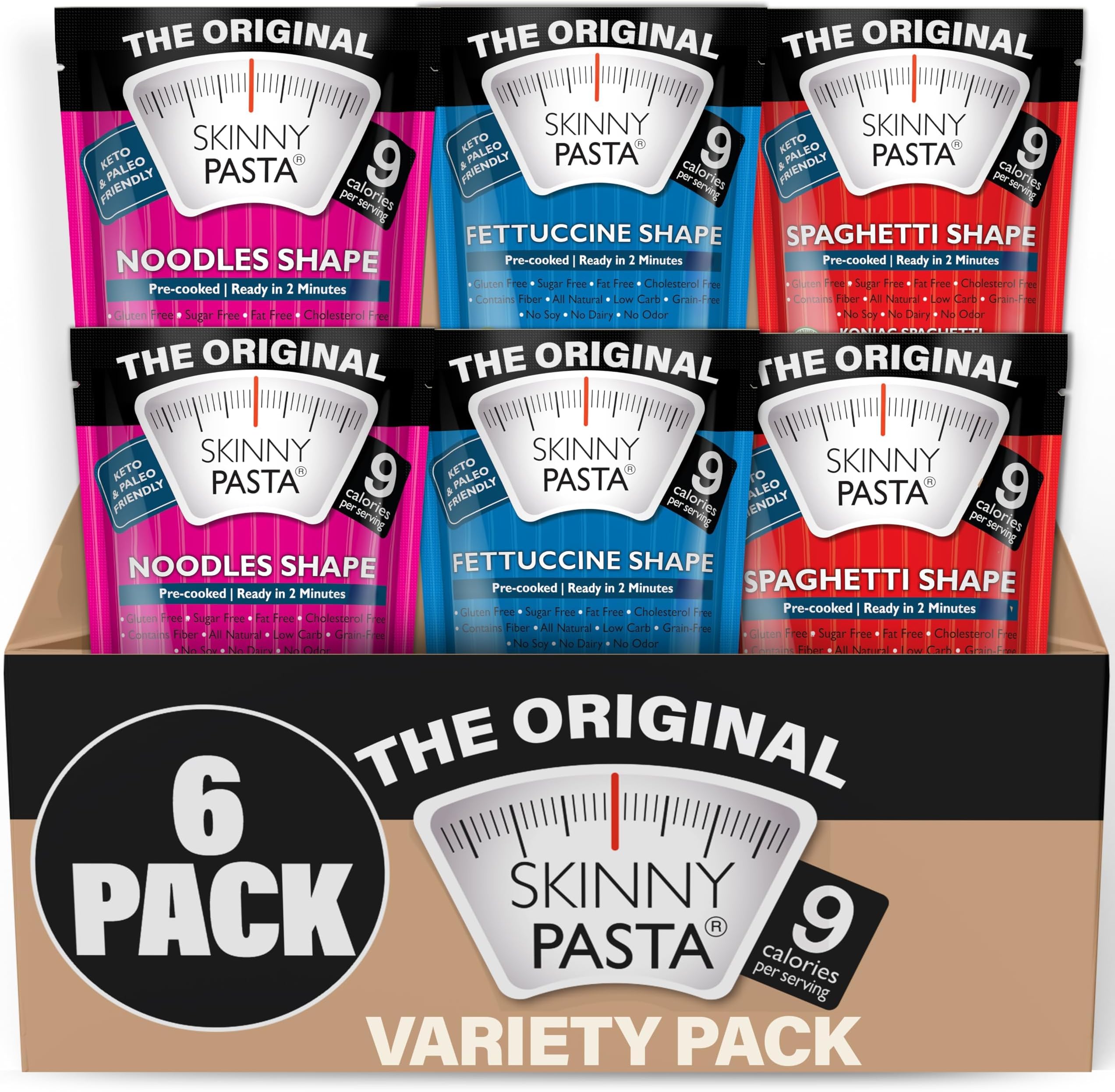 Variety Pack - Healthy Konjac Shirataki Noodles, Low Carb Keto Pasta, Gluten Free, 6 Pack