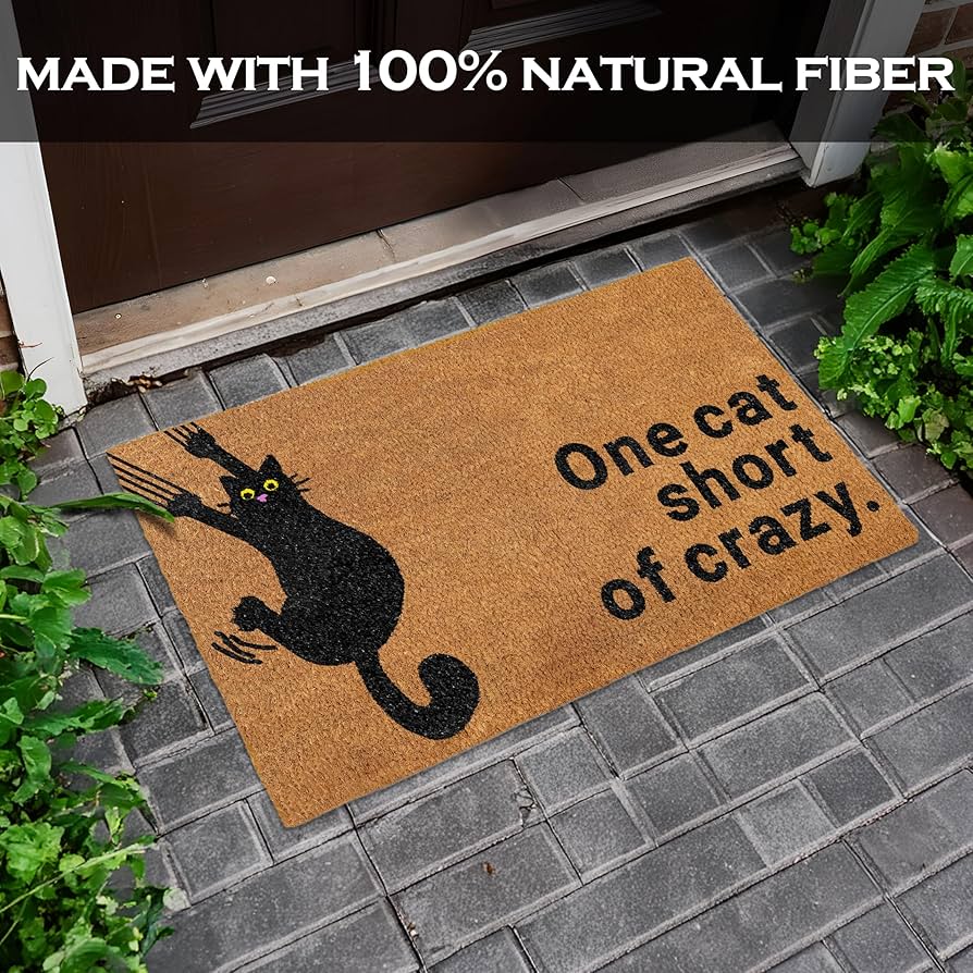 Amazon.com: One Cat Short of Crazy Door Mat 30x17 Inch, Coir