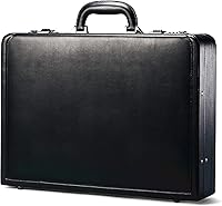 Samsonite Bonded Leather Attache Briefcase - Fits 15.6" Laptop, Expandable Organizer, Secure Locks, Black