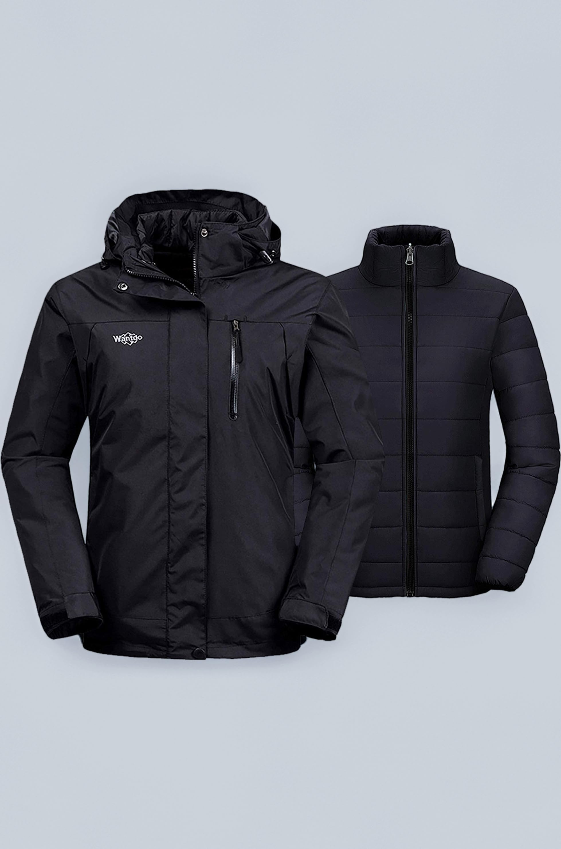 Wantdo Women's 3 in 1 Waterproof Ski Jacket Windproof Winter Snow Coat Snowboarding Jackets Warm Raincoat