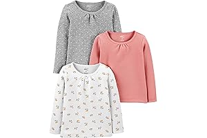 Warm and Comfy Toddler Girl Fall Thermal Shirts (3-Pack)