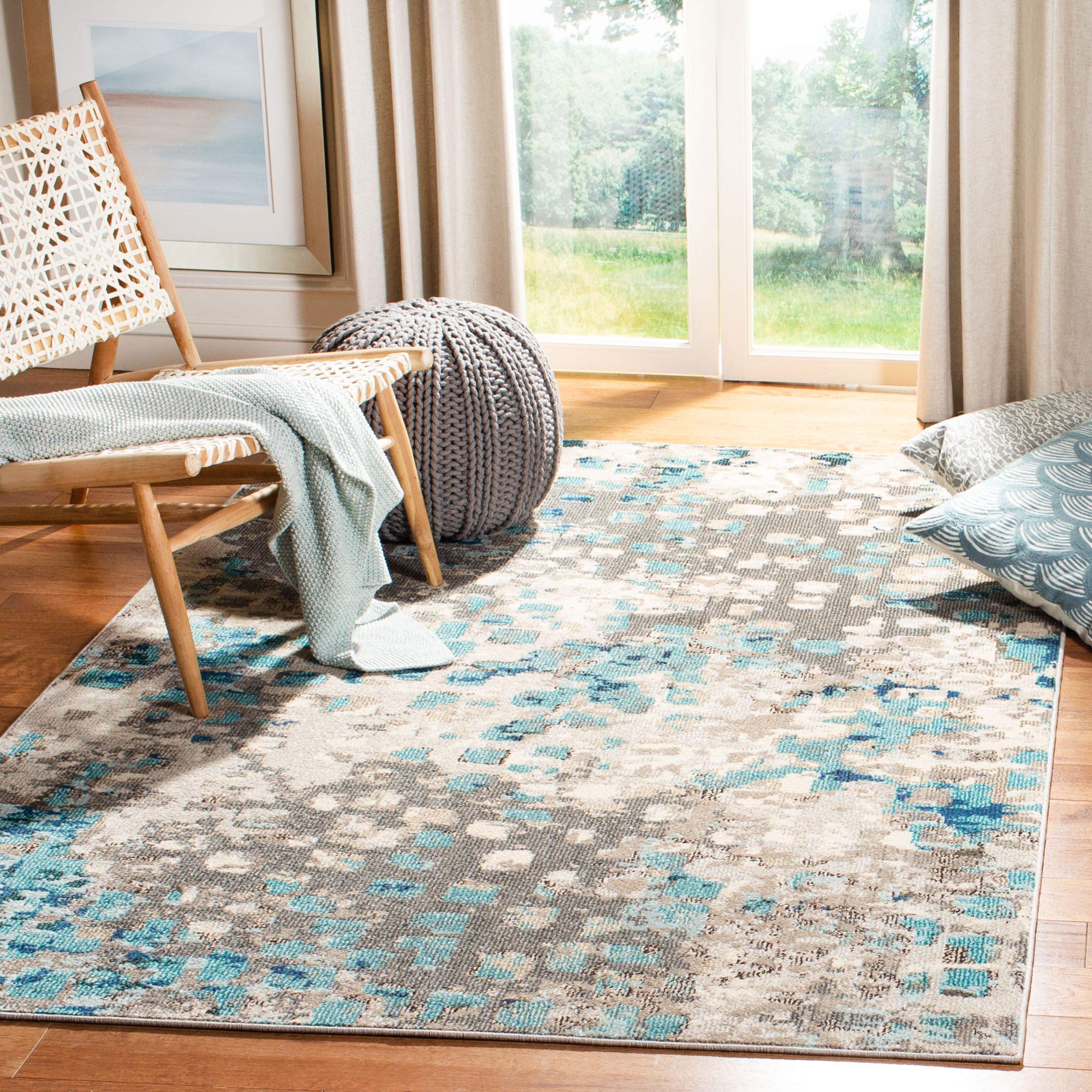 Safavieh Tapis Madison Collection Tapis à Poil Court Gris et Bleu 160 X 229 cm