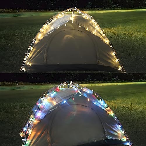 Miniatura 6 de FTEOYEL Tira de luces solares de globo colorido de 55 pies, 100 luces LED, multicolor, 11 modos de iluminación con control remoto para porche,