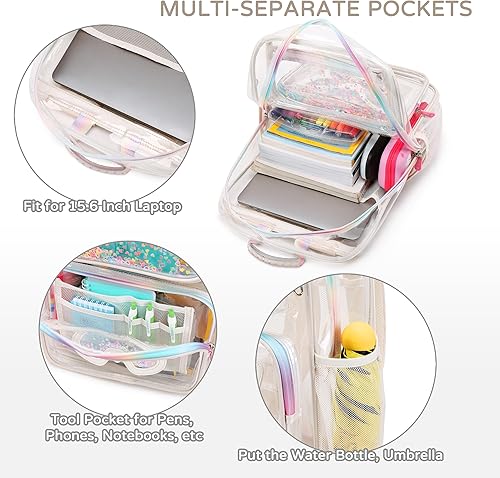 Miniatura 5 de Mochila transparente para niñas y mujeres, mochila transparente para niños, escuela primaria, universidad, mochila de viaje para laptop, mochilas