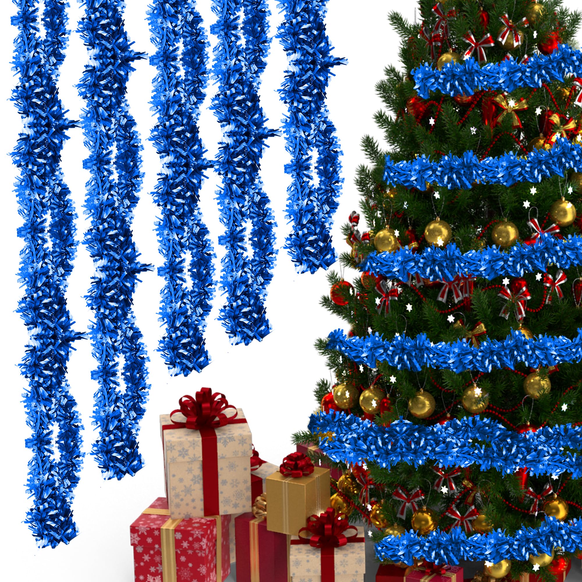 Event Decor Shop 10m/33ft Blue Christmas Tinsel Garland