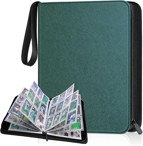 Carpeta de tarjetas intercambiables, carpeta de tarjetas de béisbol de piel sintética con 900 bolsillos laterales de carga, carpeta de tarjetas con