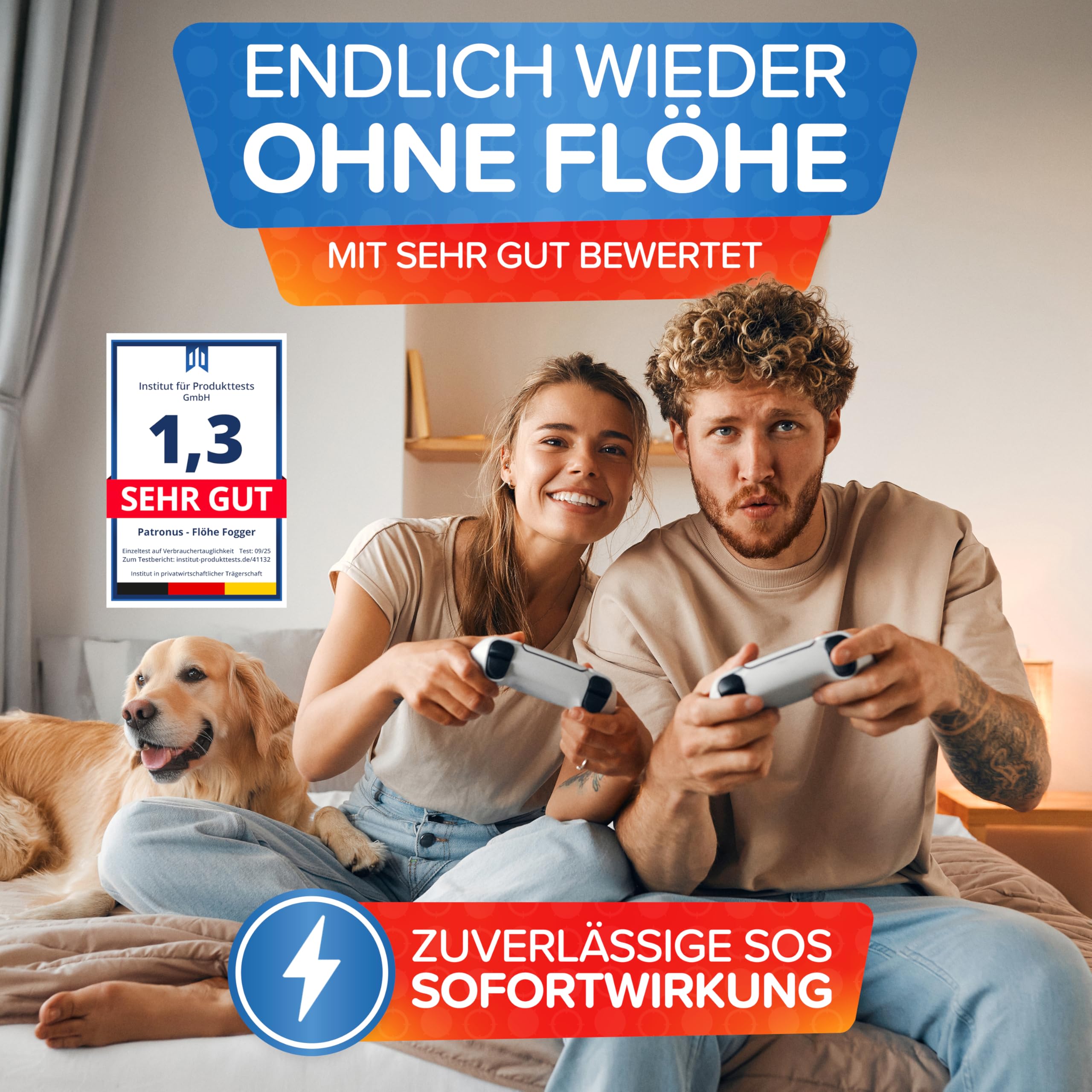 Patronus Flöhe Power Fogger mit maximaler Sofortwirkung [2X 150ml] | effektiver Floh-Fogger zur Abwehr gegen Flöhe in der Wohnung - Flohbomben für schwierig erreichbare Floh-Verstecke