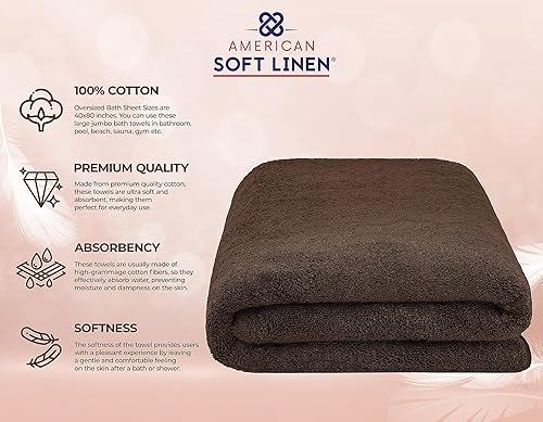 Miniatura 536 de American Soft Linen - Juego de 4 toallas de baño, 100% de algodón turco de 27 x 54 pulgadas, toallas de baño extragrandes, toallas para ducha