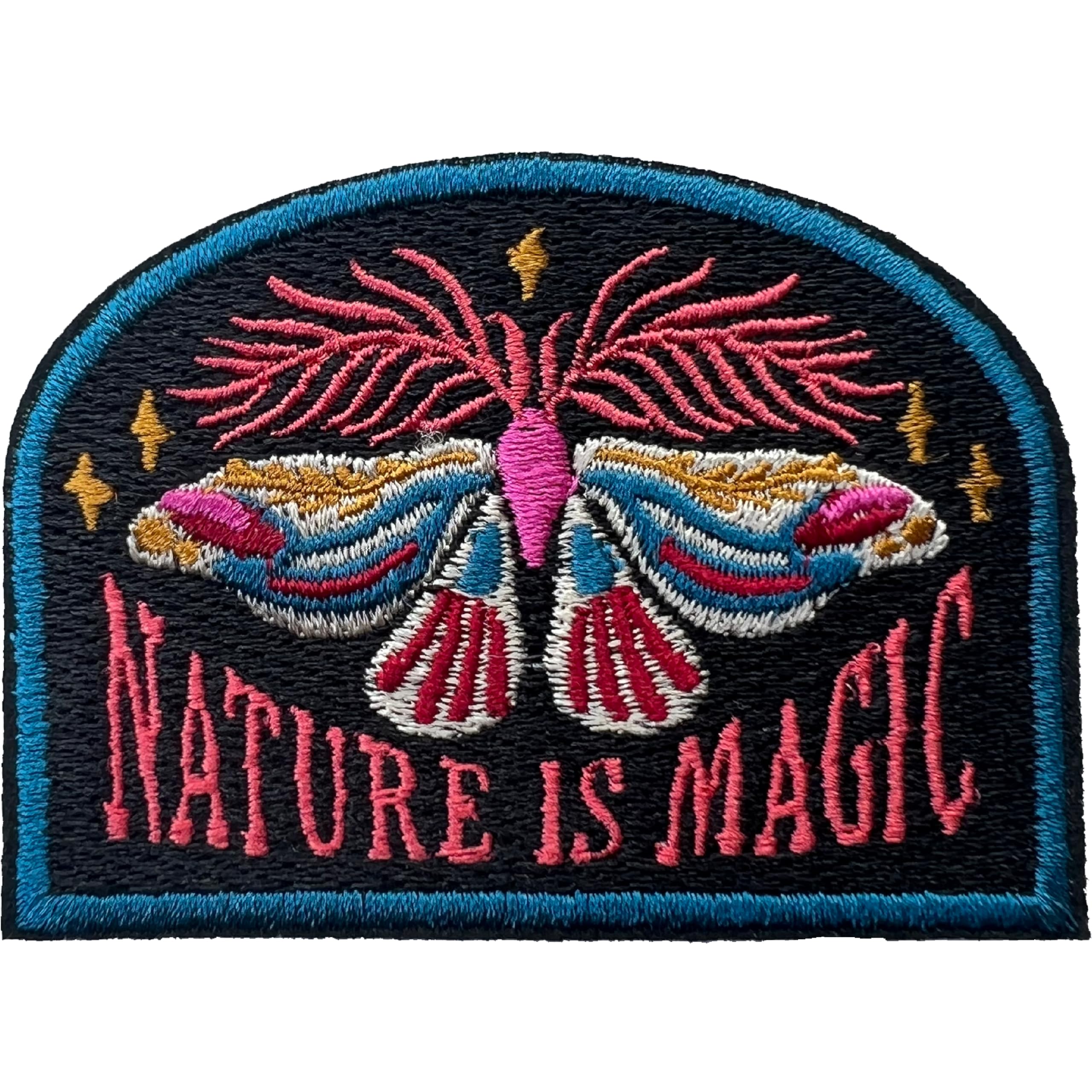 Nature Is Magic Patch, Size 3" Sew On Patches, Butterfly Gothic Embroidery Fabric Patches for Clothes Jeans Backpack Hat, Applique Patches, Embroidery Iron On Patches for Clothes, Funny Gifts