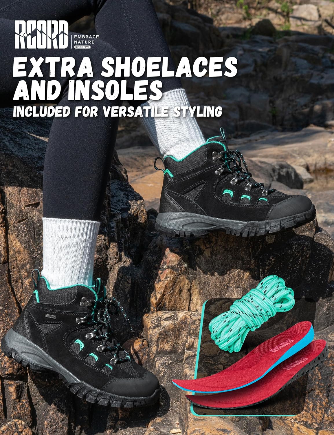 R CORD Hiking Boots Women Waterproof Womens Hiking Boots Breathable Non-Slip Outdoor Shoes for Trekking Backpacking and Camping
