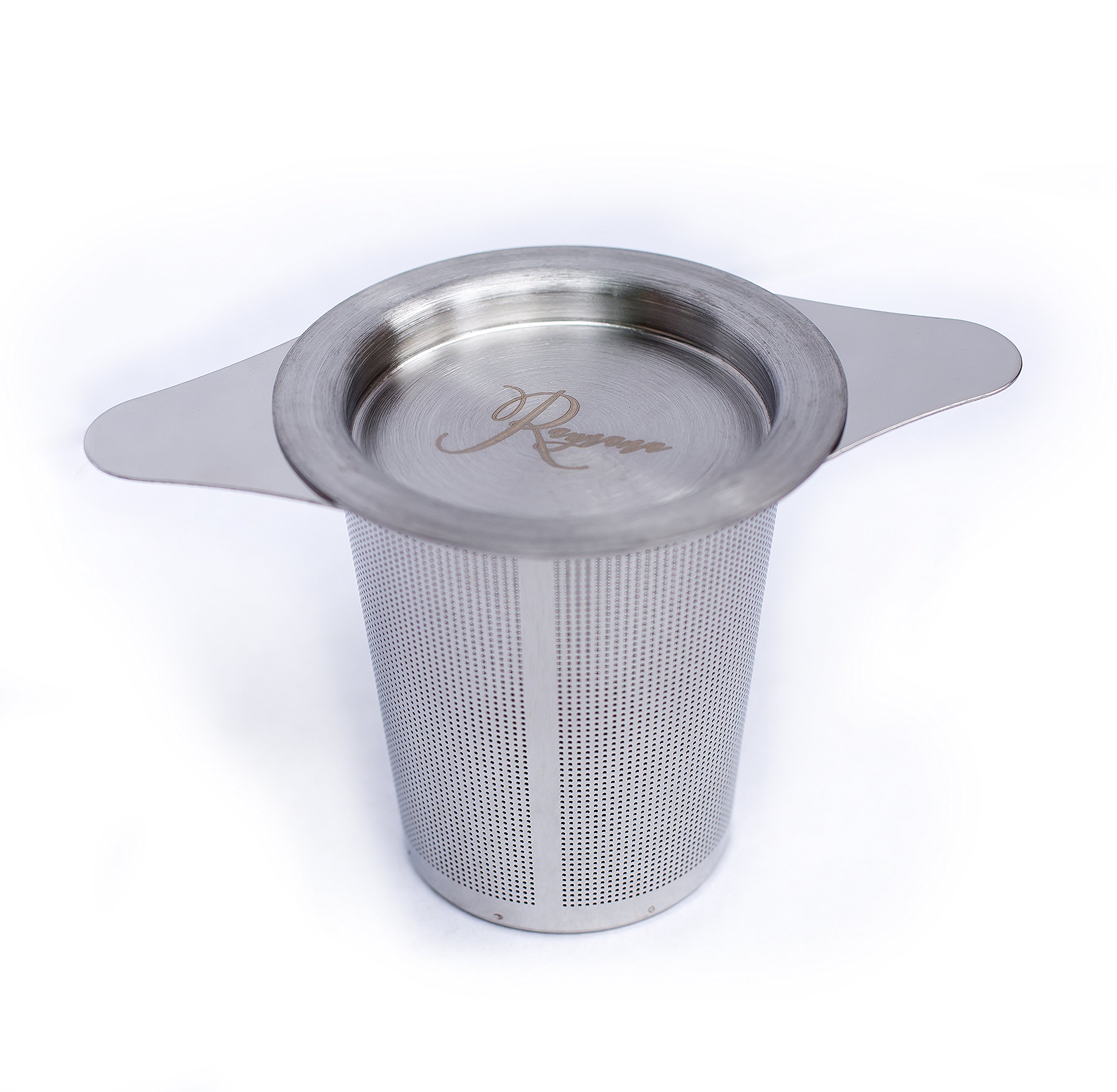 1 Extra Fine Tea Infuser 18/8 Stainless Steel Strainer, Large Capacity, Double Handles for Hanging in Teapots, Coffee Mugs, cups, Wide mouth Mason Jars, loose leaf tea steeper and filter Raynana