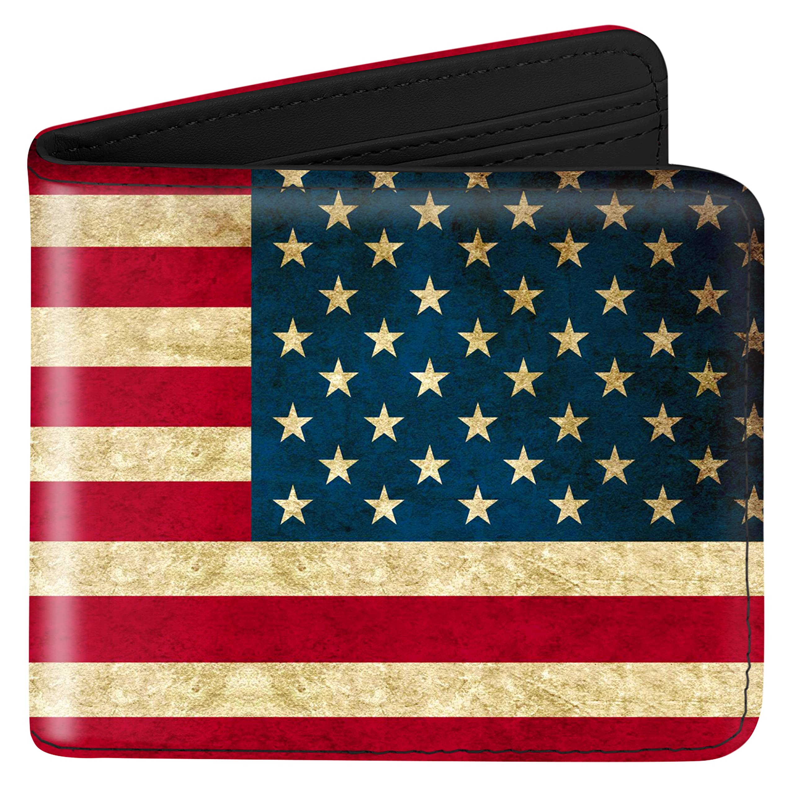 Kids Teen Boys Cool Wallet Men Mens Men'S Amerian Flag Leather Credit Id Card Cash Holder Man Black Rfid Blocking Zipper Wallets With Coin Pocket Id