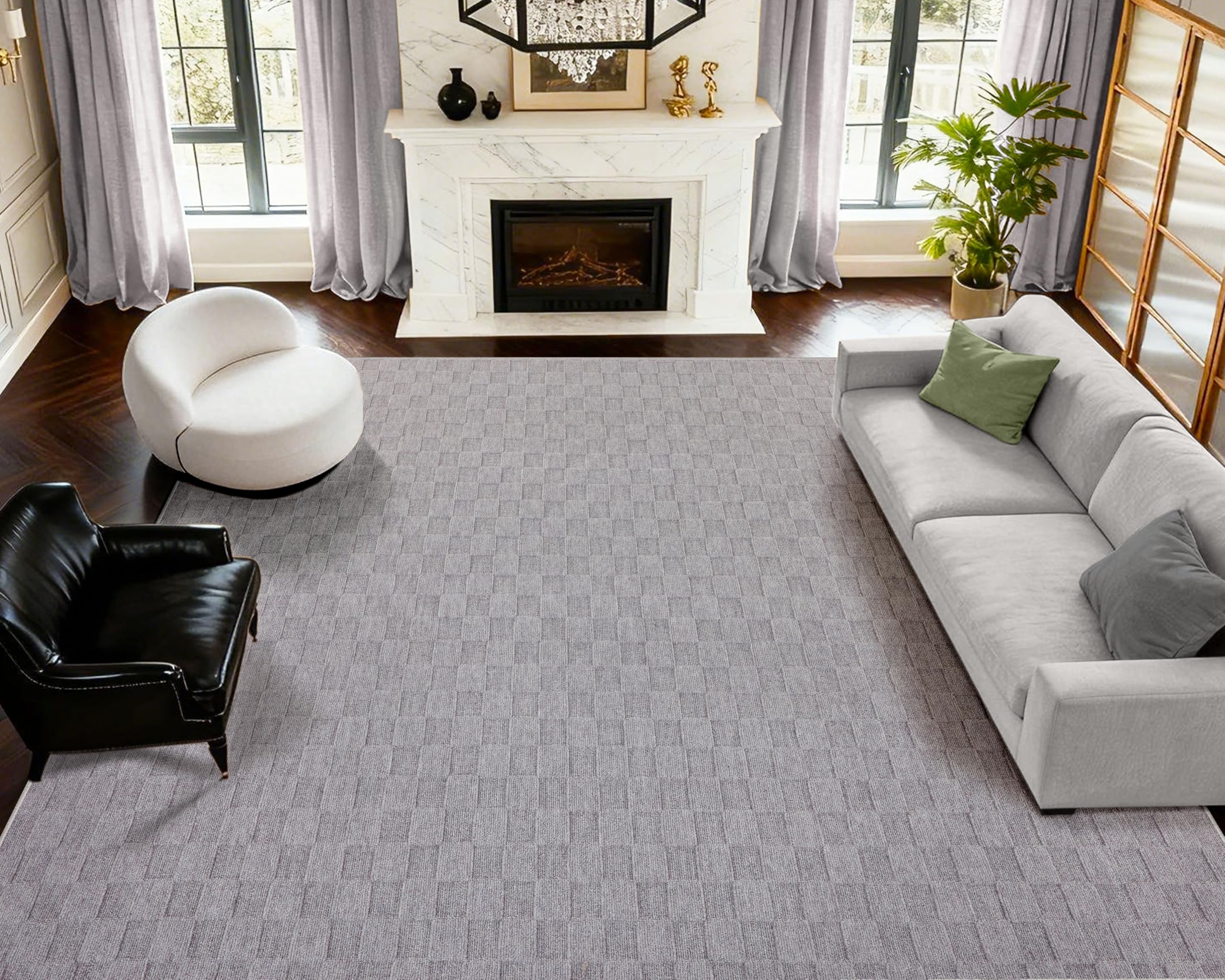 ANSSO 5x7 Wool Rugs for Living Room,80% Merino Wool and 20% Cotton Soft Tufted Area Rug with Cotton Non-Slip Backing,Large Area Rug for Bedroom