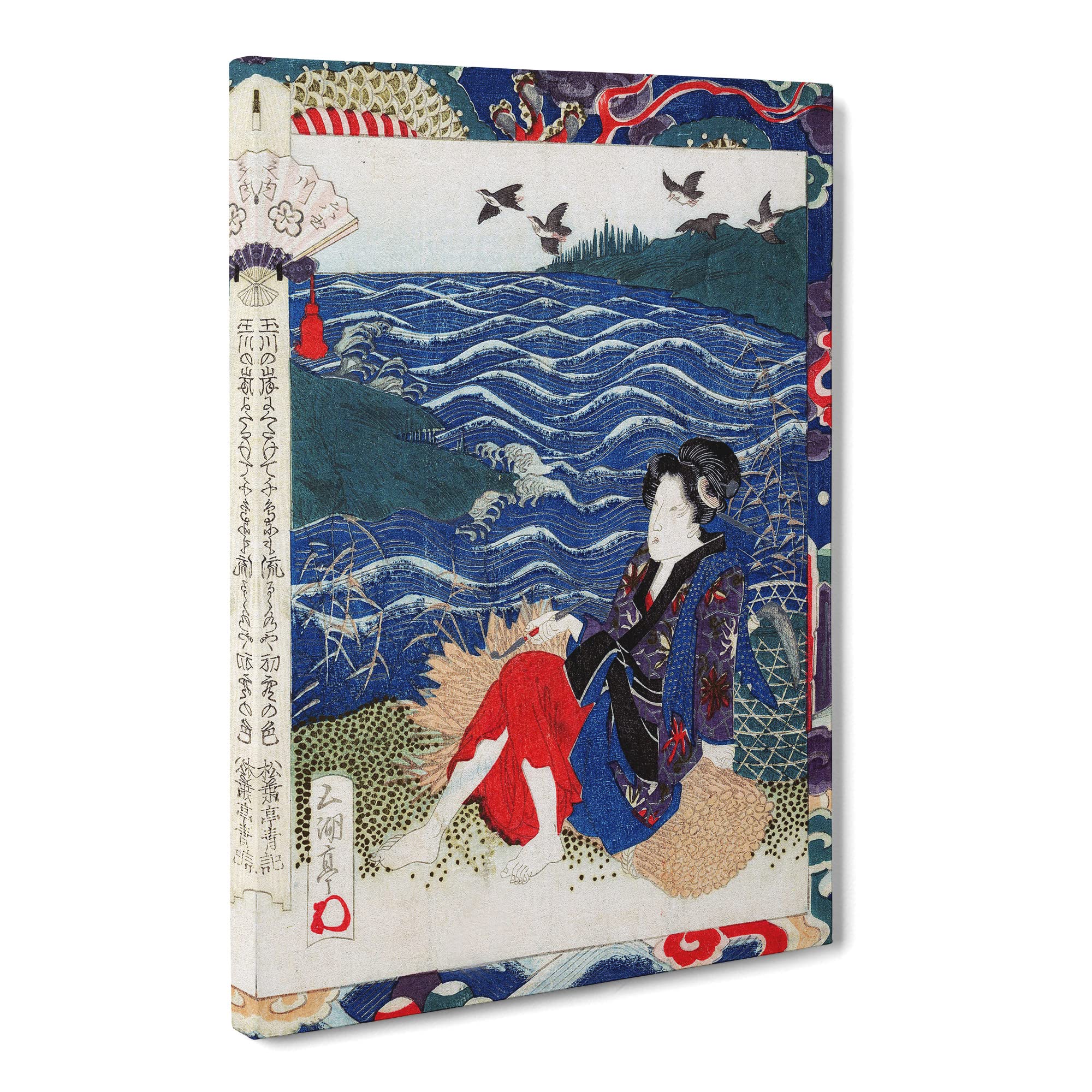 Lady With A Pipe By Yashima Gakutei Canvas Print, Mixed, 25L x 50W cm