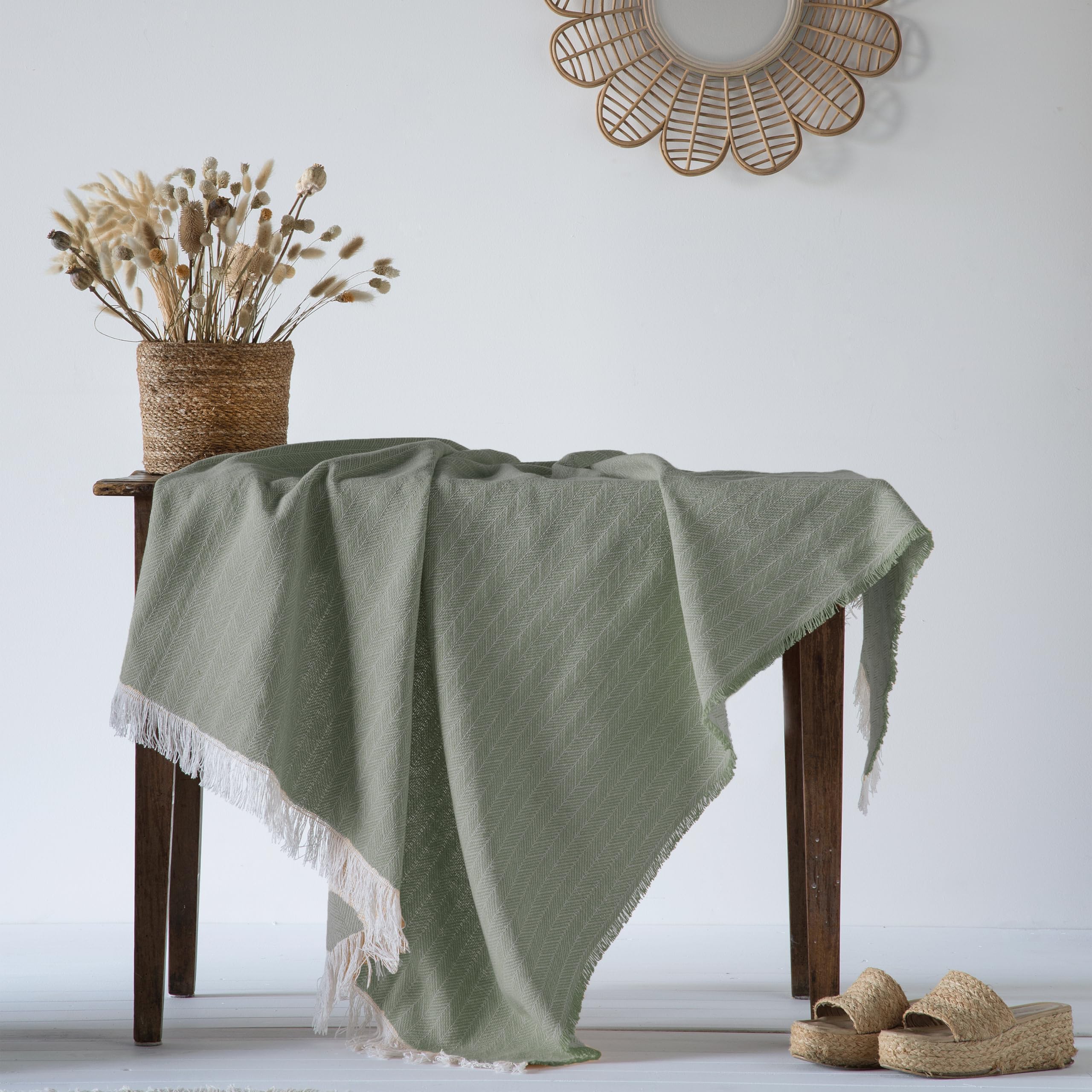 VIALMAN Plaid Seul 10 Colour Green | Multipurpose Bedspread 150 x 200 cm | Plaid Sofa Blanket Foulard | Bed Cover | Foulard Sofa Green