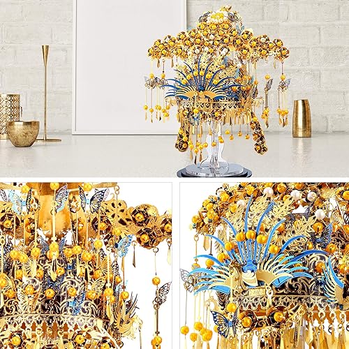 Miniatura 2 de Piececool Rompecabezas 3D para adultos, kit de construcción de modelos de metal, kit de bricolaje Phoenix Coronet, kits de manualidades para