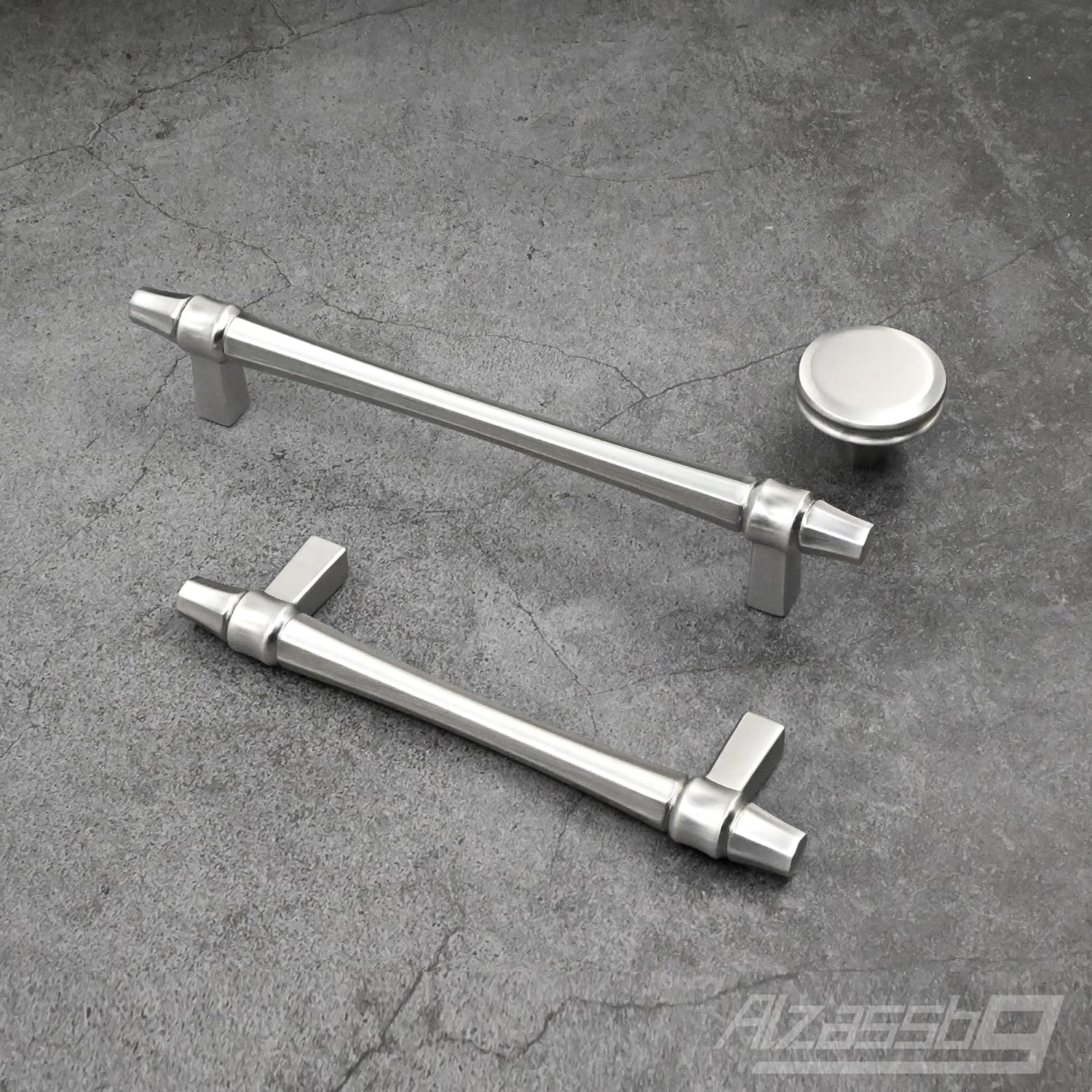Alzassbg 6 Pack Brushed Satin Nickel Cabinet Pulls, 5 Inch(128mm) Hole Centers Kitchen Cabinet Handles for Cabinets and Drawers AL3104SN