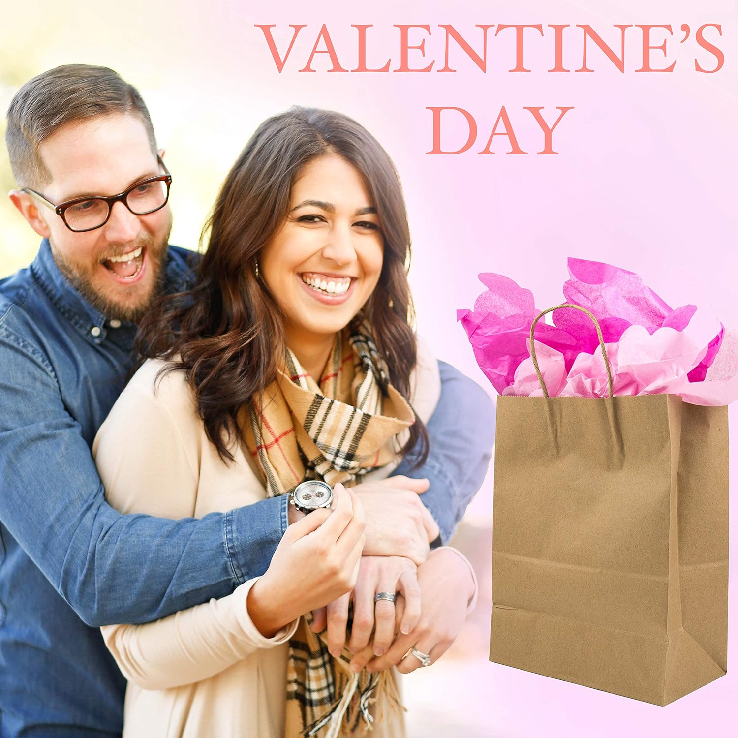 Brown Paper Bags with Handles Bulk-10x5x13 [100 Bags]. For Gift Bags, Wedding Bags, Party Bags, Shopping Bags, Kraft Bags, Brown Retail Bags