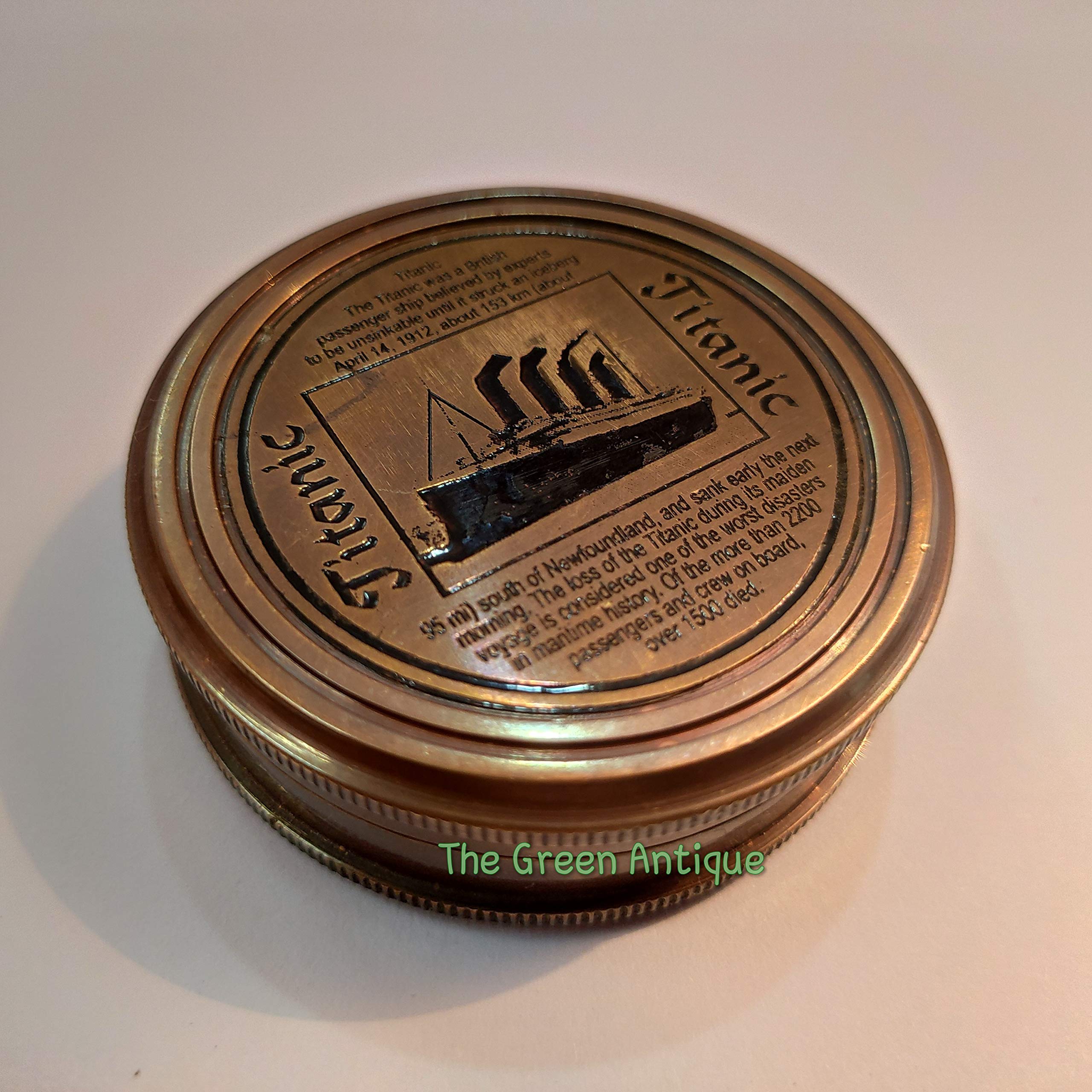 Antique Brass Titanic Compass Maritime Collectible Gift-image-26