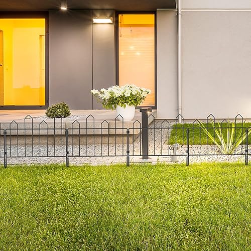 Miniatura 4 de Valla decorativa de jardín, total de 10 pies de largo x 20 pulgadas de alto, borde de valla de jardín de alambre inoxidable sin excavación, cercas