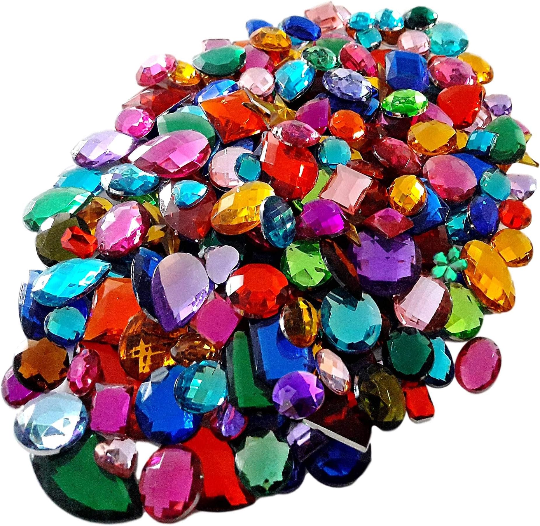Gemstones For Kids Arts And Crafts, Craft Supplies Gems Coloured Jewellery, Treasure, Jewels 100g Assorted Shapes Colours Sizes