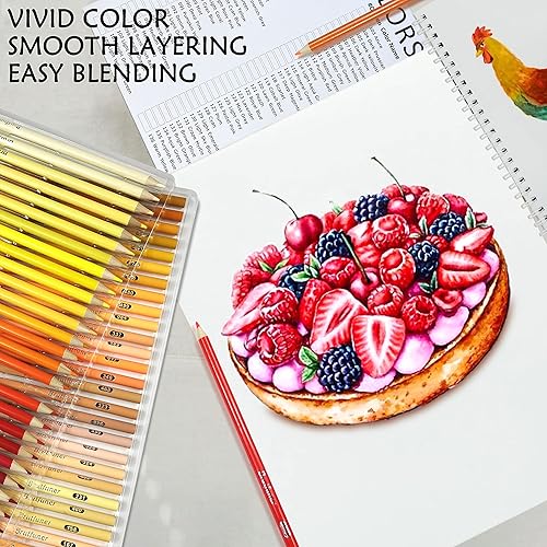 Miniatura 5 de Ccfoud - Juego de 200 lápices de colores lápices de colores con cremallera lápices profesionales de color aceite de núcleo suave para artistas y