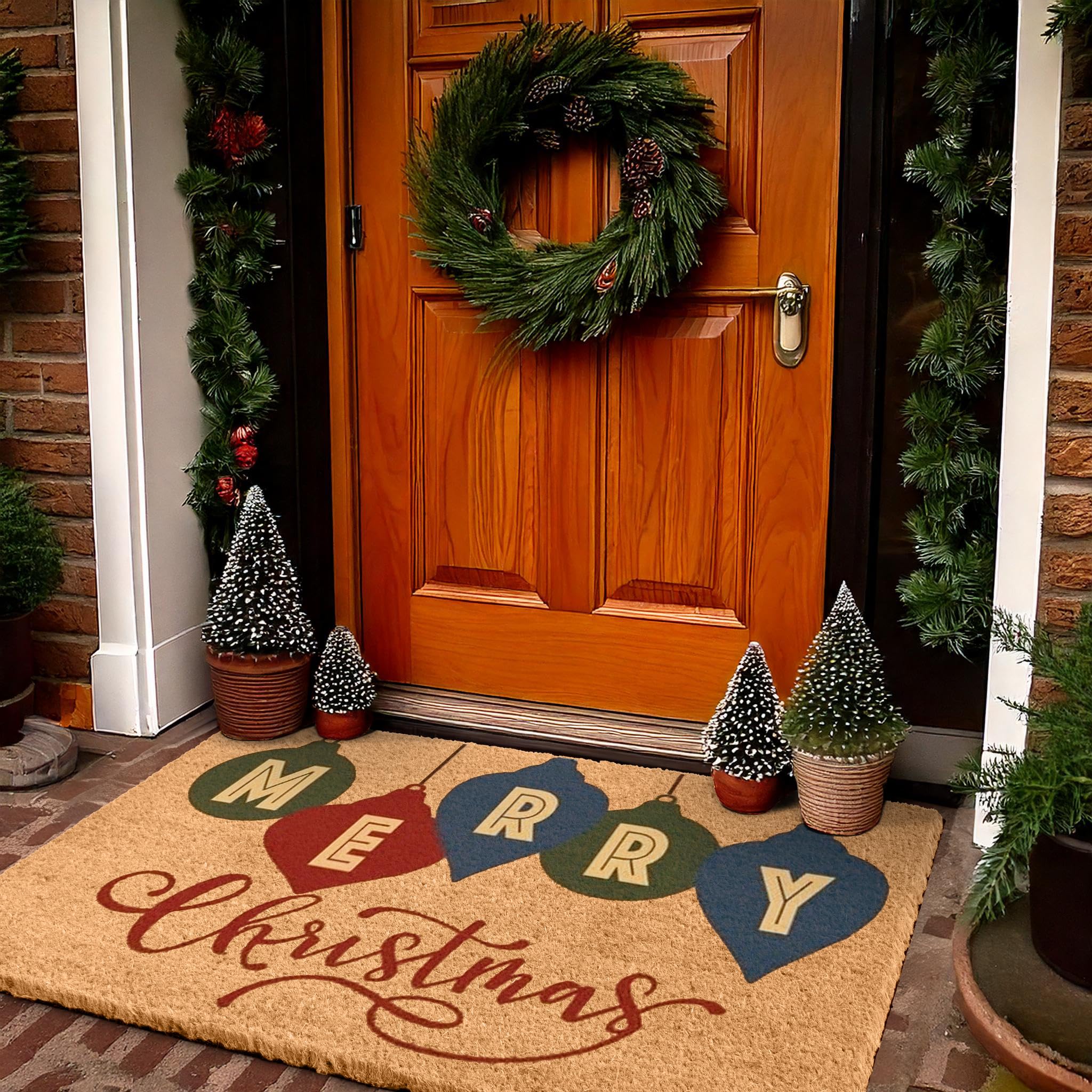 LuxUrux holiday Mats Outdoor Coco Coir Doormat, with Heavy-Duty PVC Backing - Natural - Perfect Color/Sizing for Outdoor uses. (60 x 90 cm)