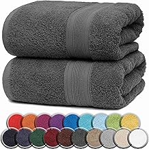 NatureMark Serviettes DE Bain Premium/Serviettes DE Douche en 100% Coton, Douces, durables, avec Boucle de Suspension – Lot de 2, 100x150 cm, Anthracite
