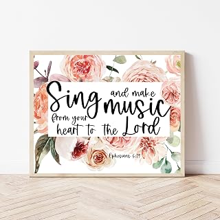 Generic Bible Verse Wall Art, Music Room Print, Church Wall Decor, Sunday School Wall Decor, Christian Homeschool, Music Teacher, Church Choir,84, White