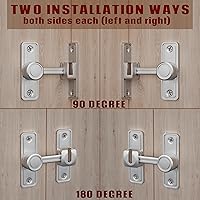 Vista 3 de Pestillo de Privacidad para Puerta de Granero, Cerradura Corredera de 90°/180°, Aleación de Zinc, Montaje con Adhesivo o Tornillos