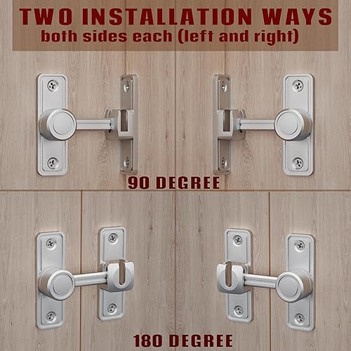 Miniatura 3 de Pestillo de privacidad para puerta de granero, cerradura deslizante oscilante de 90180, aleación de zinc, adhesivo o montaje de tornillo, uso