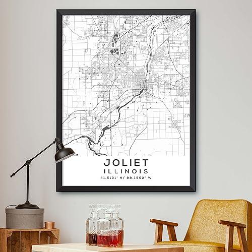 Mapa de Joliet, Illinois, Light 2 (8x10)