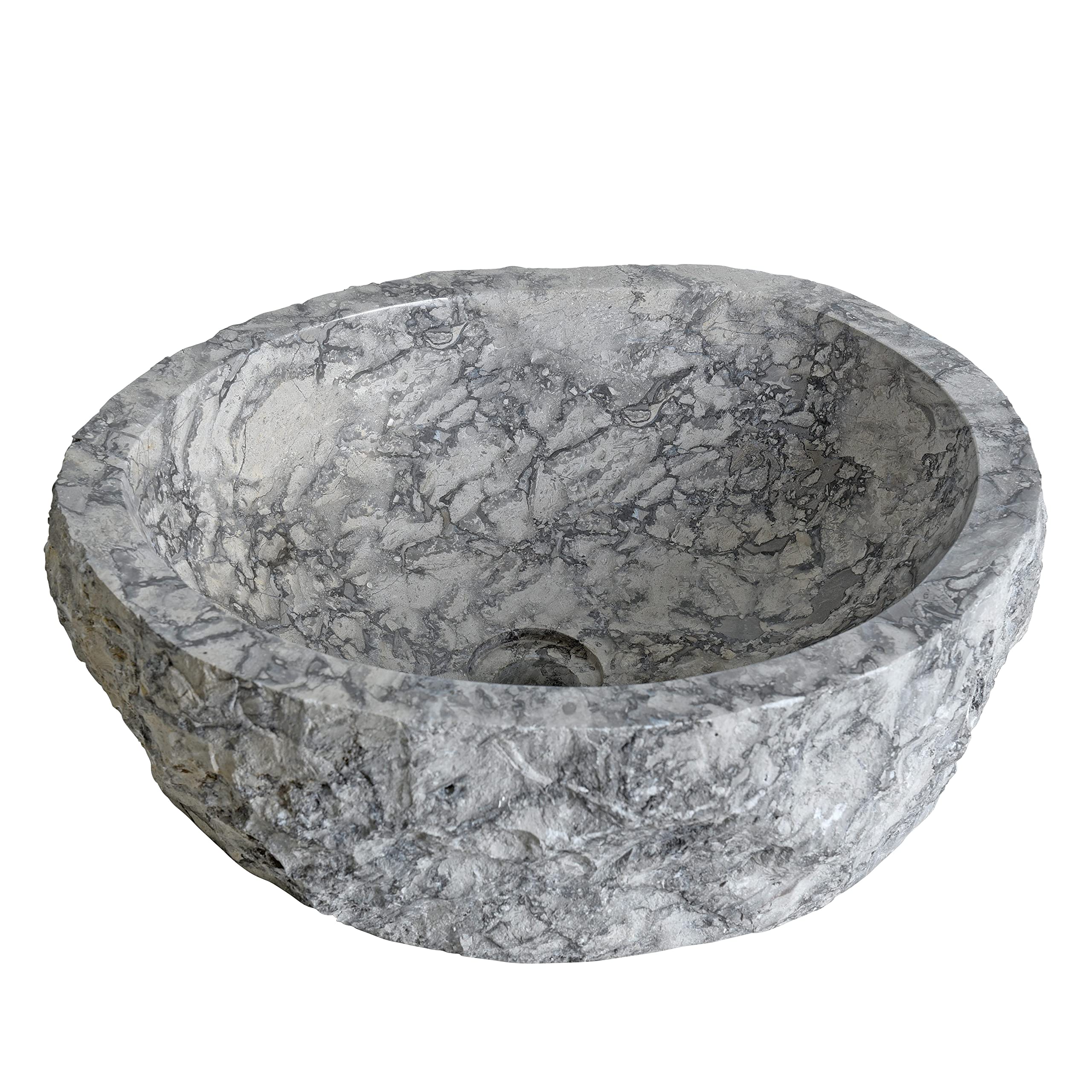 ESTEXO Umywalka marmur kamień naturalny umywalka ok. Ø 38-40 cm x 15 cm umywalka umywalka umywalka kamienna umywalka szara