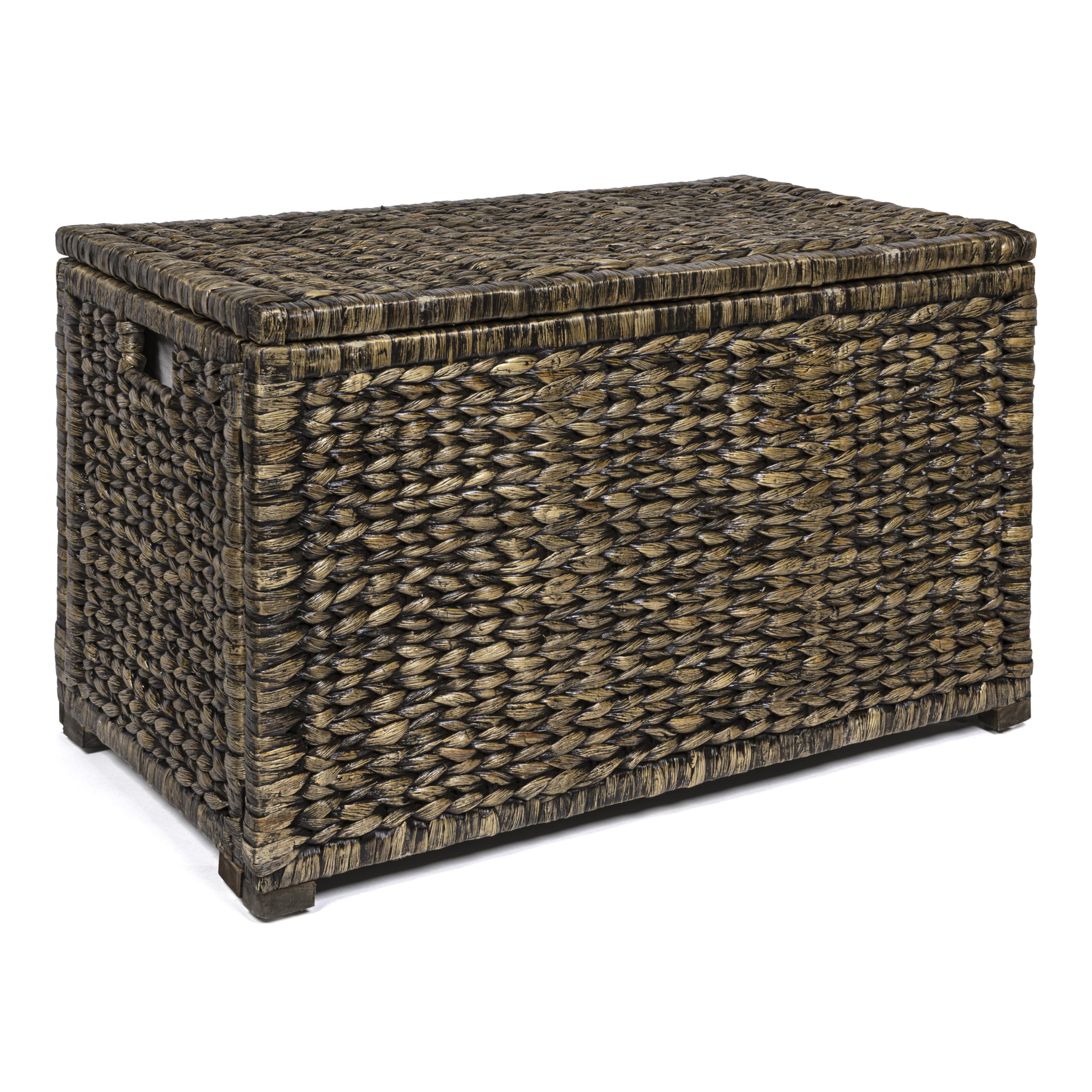 happimess Anada 30" Storage Trunk Wicker Weave Water Hyacinth, Brown Wash
