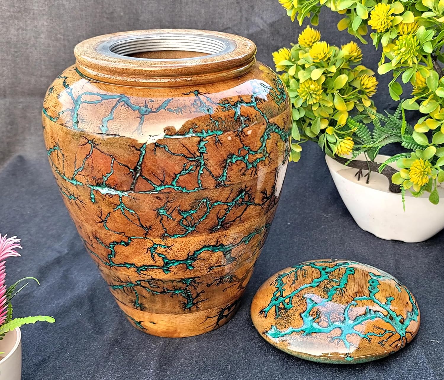 Resin and Wooden Cremation Urn for Human Ashes Male/Female, Cremation Adult Funeral Urn Box, Wood Urn for Human Ashes - Custom Urn (Large)