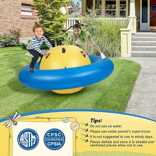 Miniatura 8 de HONEY JOY Balancín inflable de 8 pies, balancín gigante de balancín con 6 asas, peso máximo de 250 libras, juguete inflable para actividades de