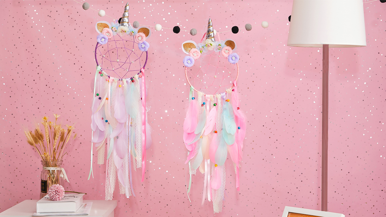 MHJY Attrape-rêves Pour Enfants, Attrape-rêves Mignon Avec Dinosaure Purement Grand Fait à La Main, Accessoires De Chambre à Coucher, Décorations De Fête Pour Filles Et Garçons à Suspendre Au Mur