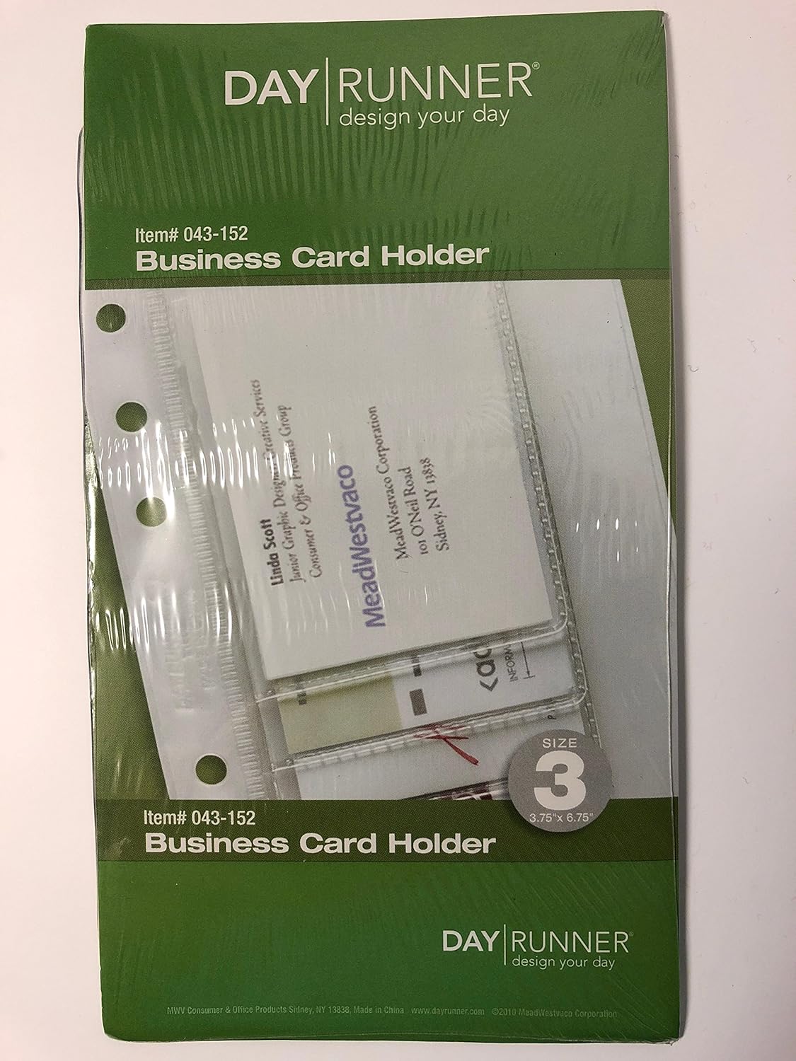 043152 Day Runner Business Card Holder. Size 3 3/4 x 6 3/4