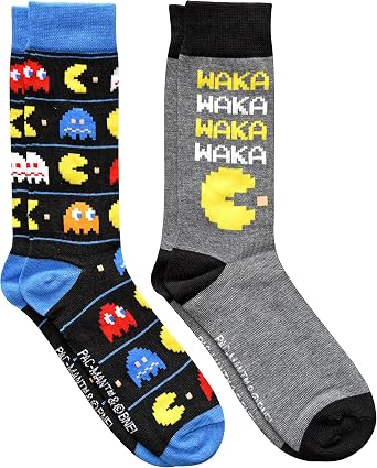 Hyp Pac-Man Waka Waka Mens Crew Socks 2 Pair Pack