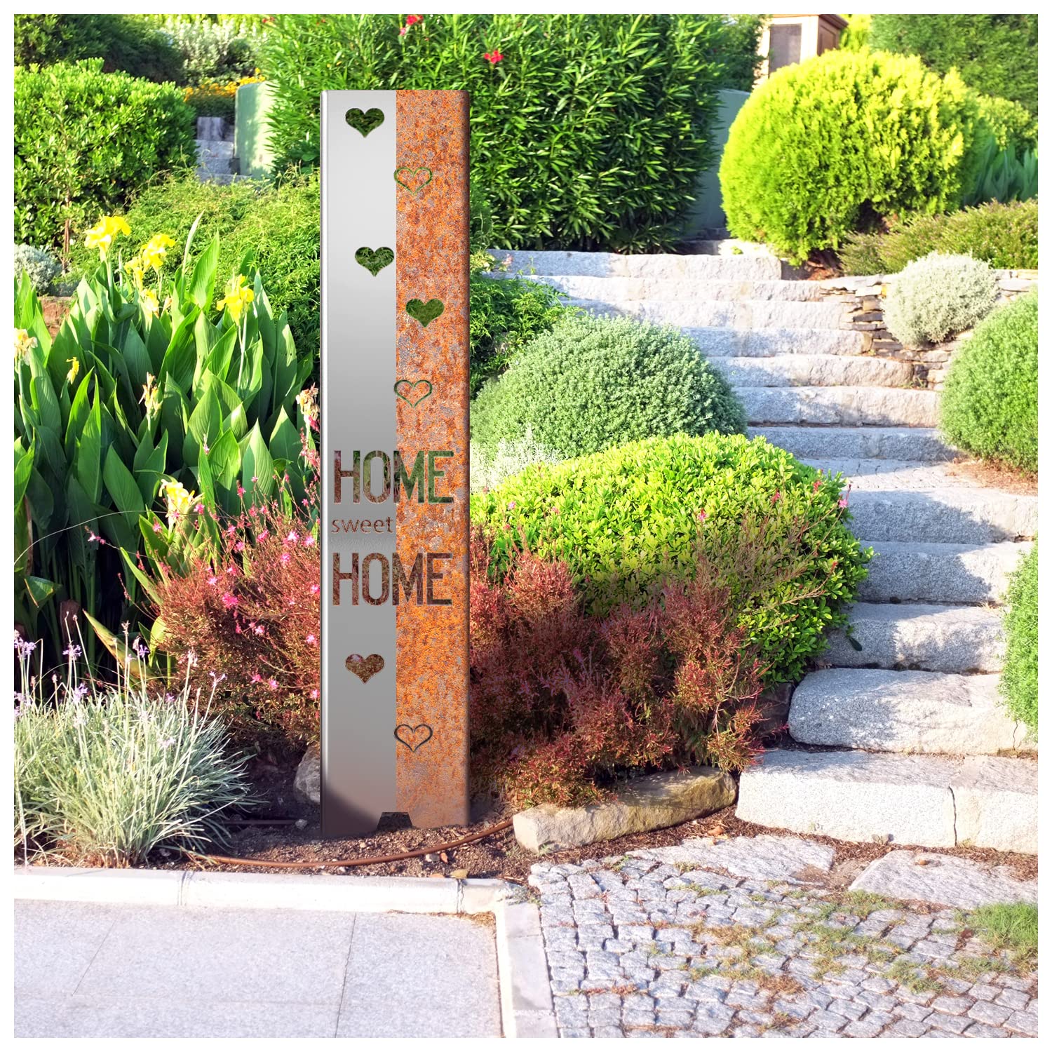 tuning-art EW101-E Gartenstecker Gartenschild Home | Garten Deko | Abkantung | 120cm x 21cm