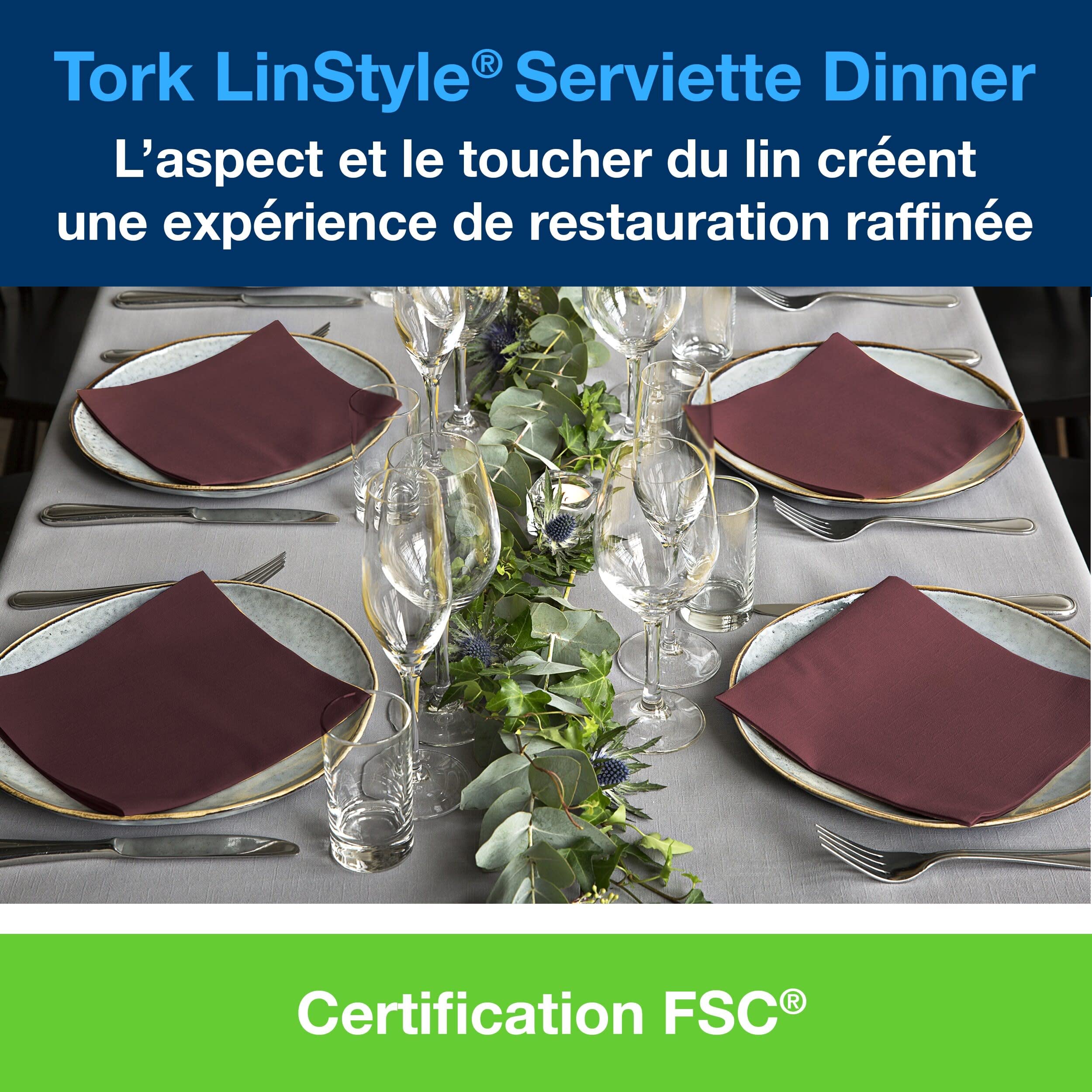 Tork 478855 Serviettes Dinner, Linstyle couleur, 12 x 50 serviettes | 1 pli, 39cm x 39cm, bordeaux, Premium