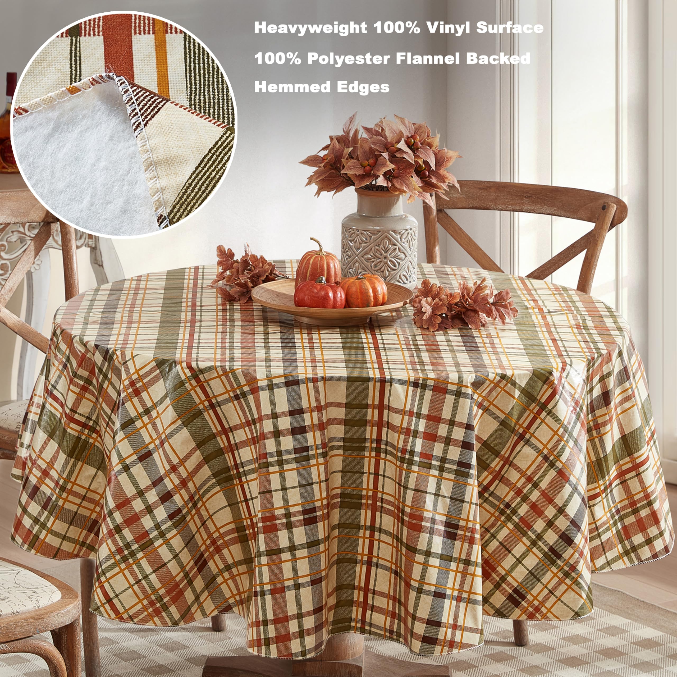 Amazon｜Newbridge 斜め格子縞ビニールフランネル裏地テーブルクロス